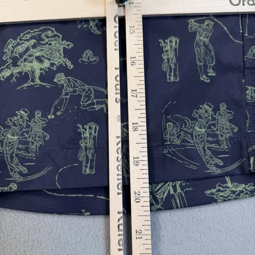 William Murray Golf Shorts Mens 34 Blue Golf Print Straight Fit Stretch